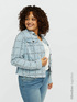 Blouson en denim avec strass dessin Prince de Galles image number 0