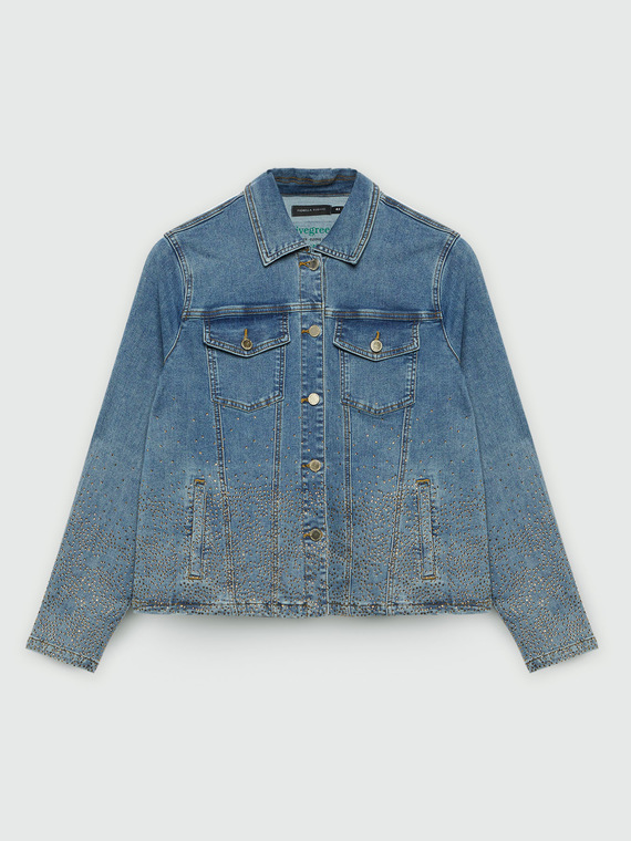 Denim jacket with rhinestones