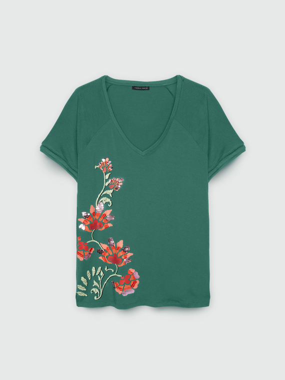 T-shirt avec broderie en viscose LENZING™ ECOVERO™