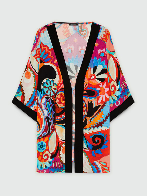 Mehrfarbiger Kimono aus Viskose LENZING™ ECOVERO™