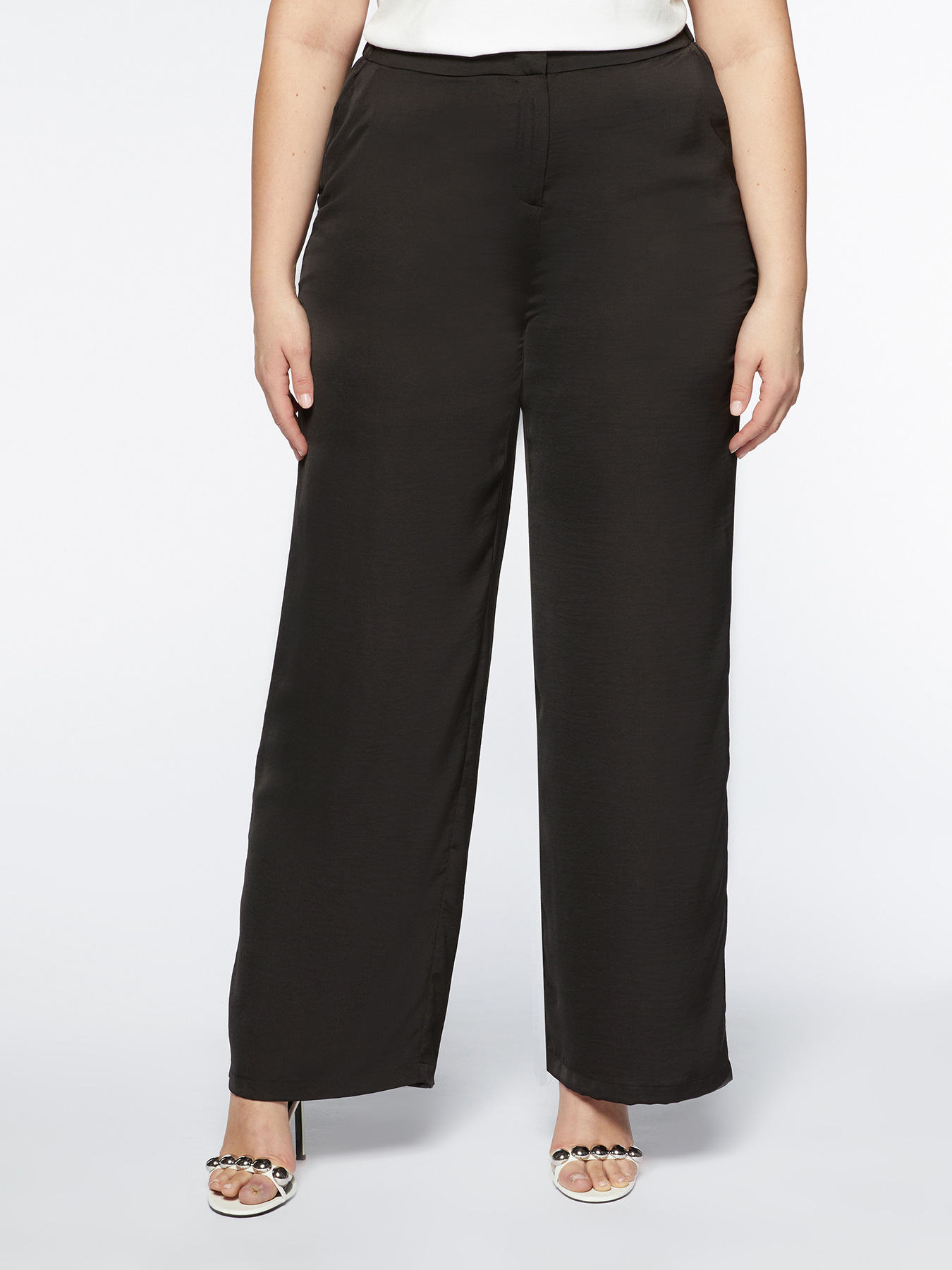 Satin palazzo trousers image number 0