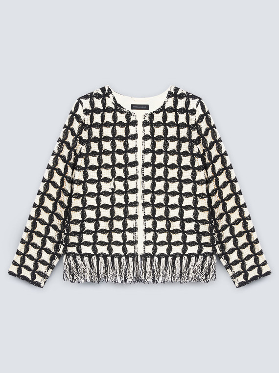 Two-tone macramé effect jacket