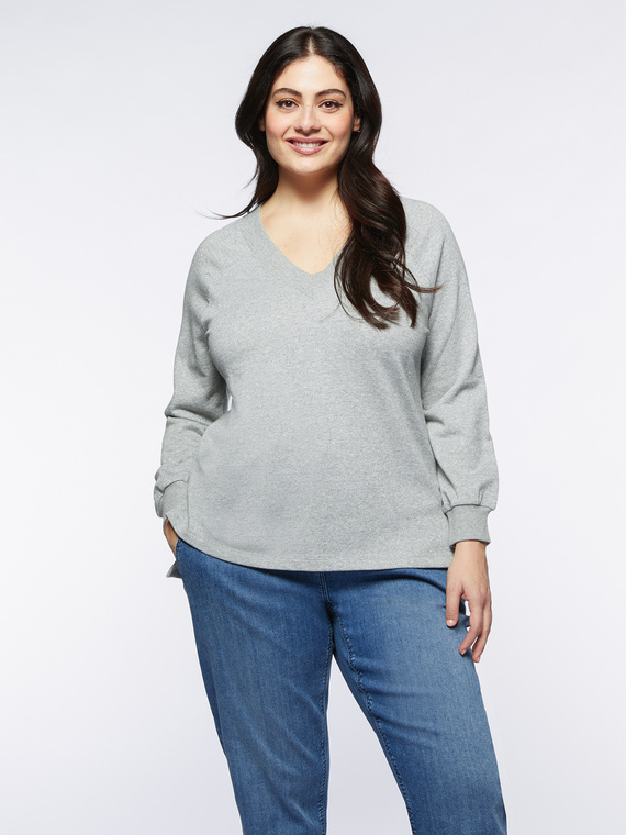 Sweat-shirt en lurex avec col en V