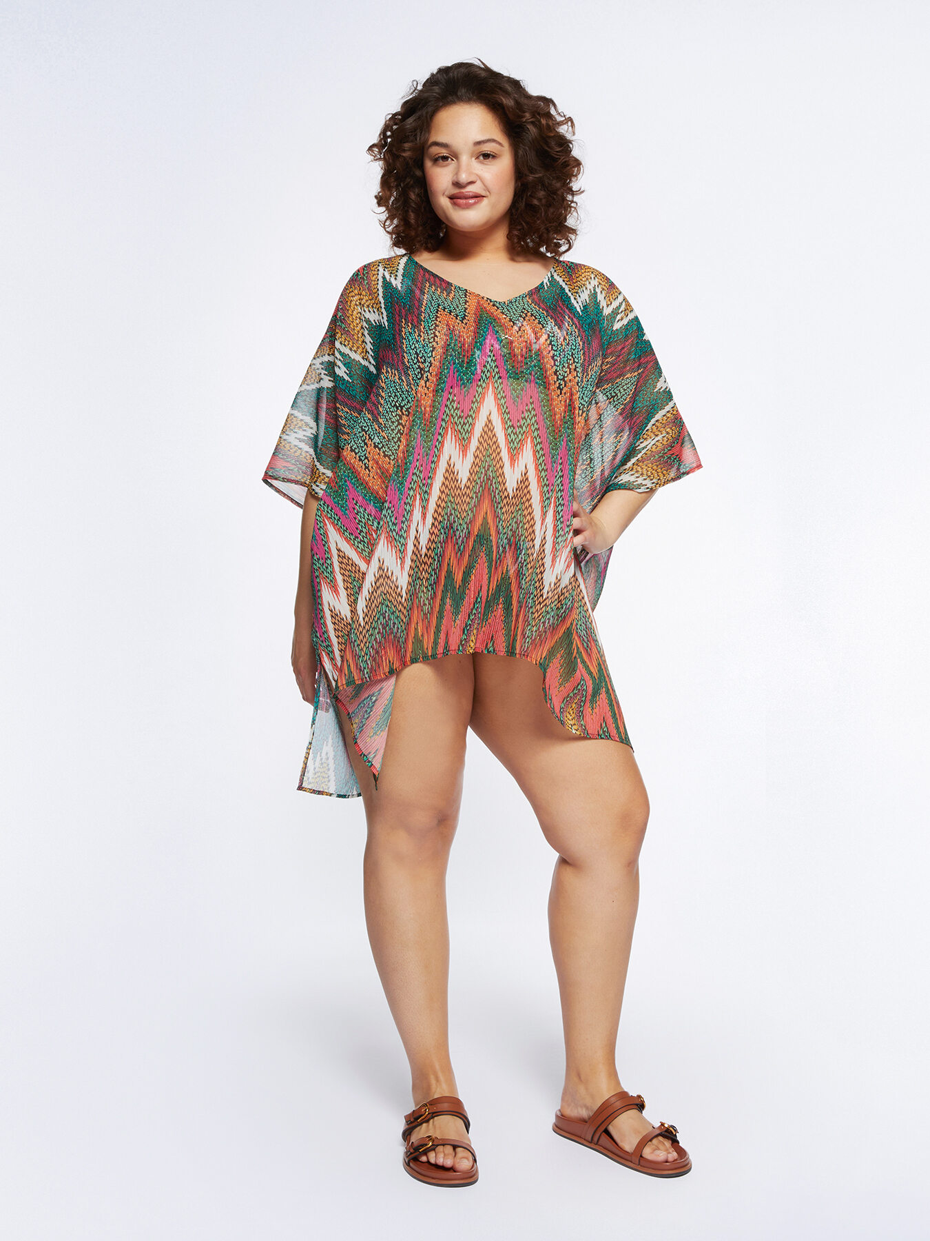 Robe caftan fantaisie motif chevron image number 0