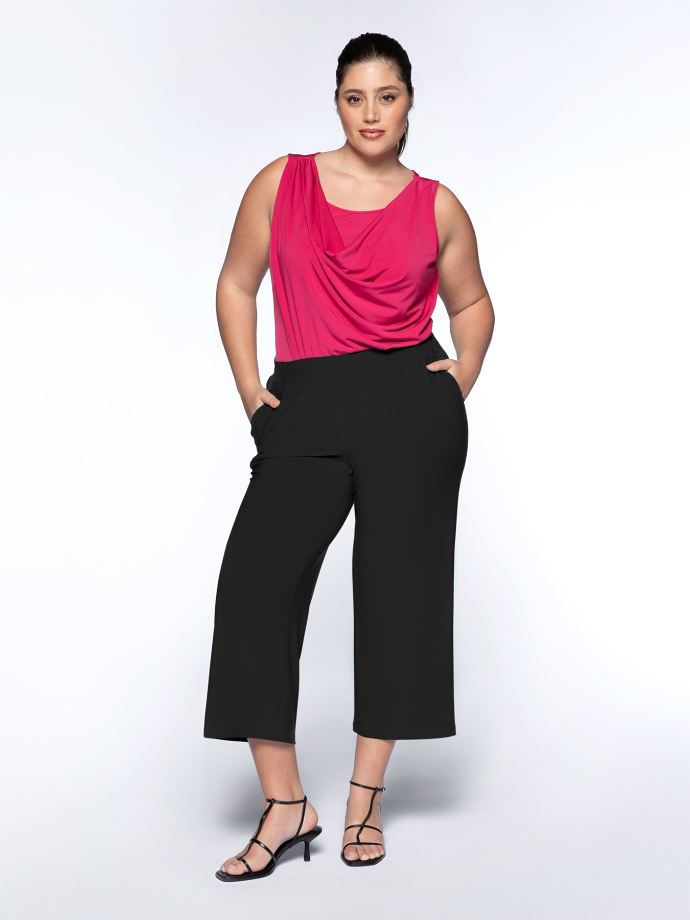 Pantalon cropped en jersey image number 0