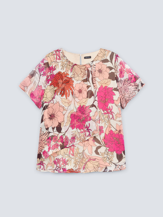 Blusa floreale in creponne