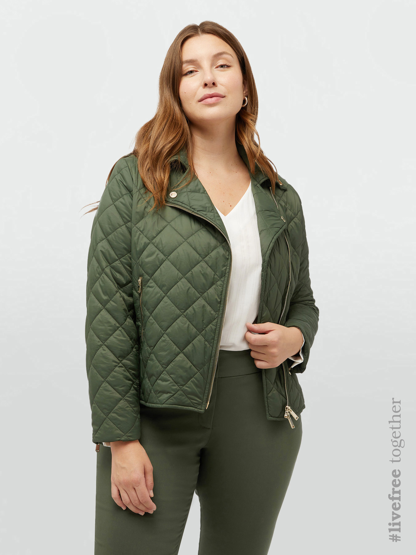 Quilted biker style down jacket image number 0