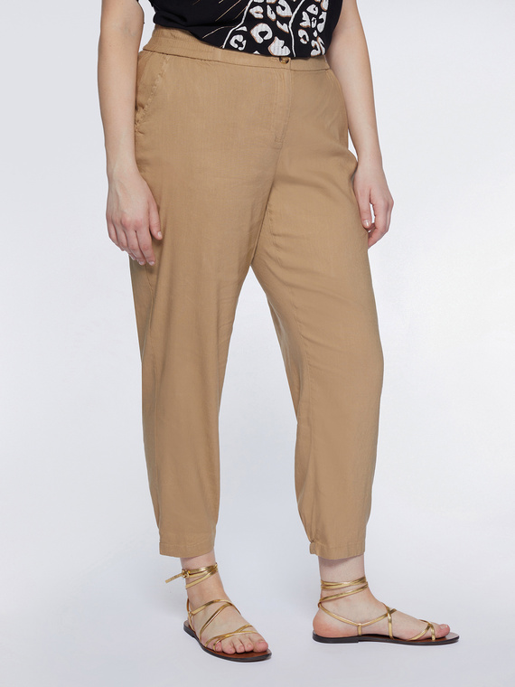 Pantalon droit en lin et viscose