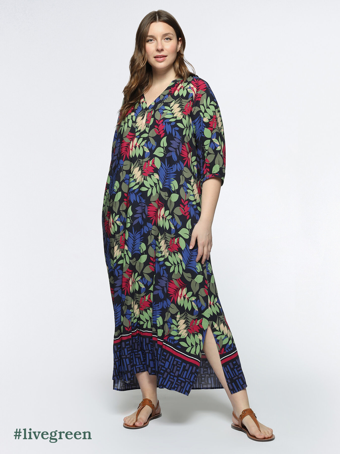 Long printed ECOVERO™ viscose dress image number 0