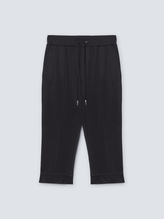 Cropped-Hose mit Bordüren aus Tüll