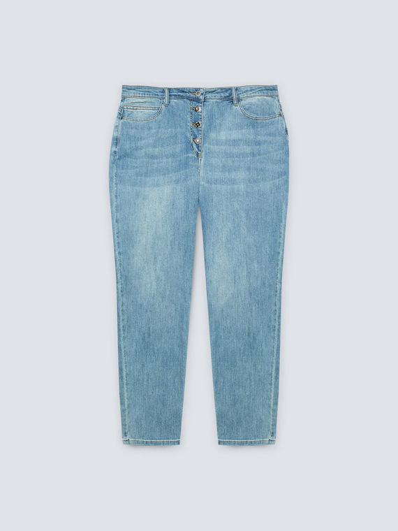 Jeans dritti con bottoni gioiello