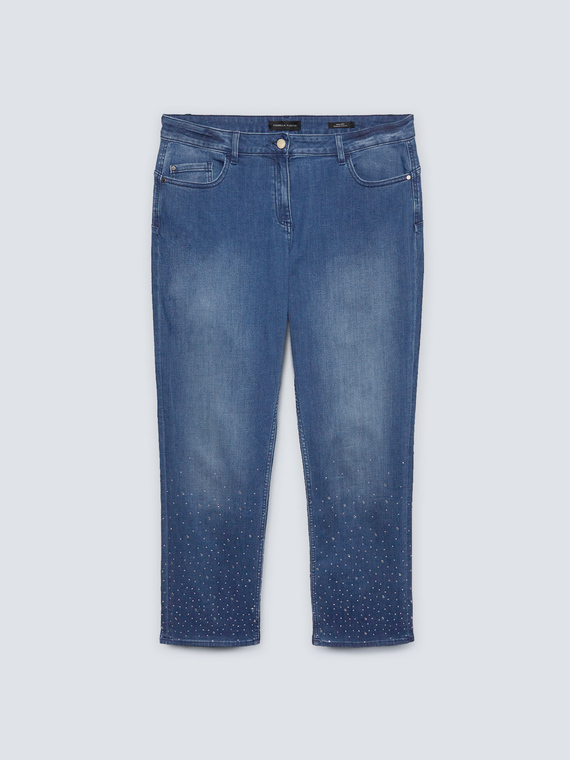 Jeans regular Smeraldo con strass