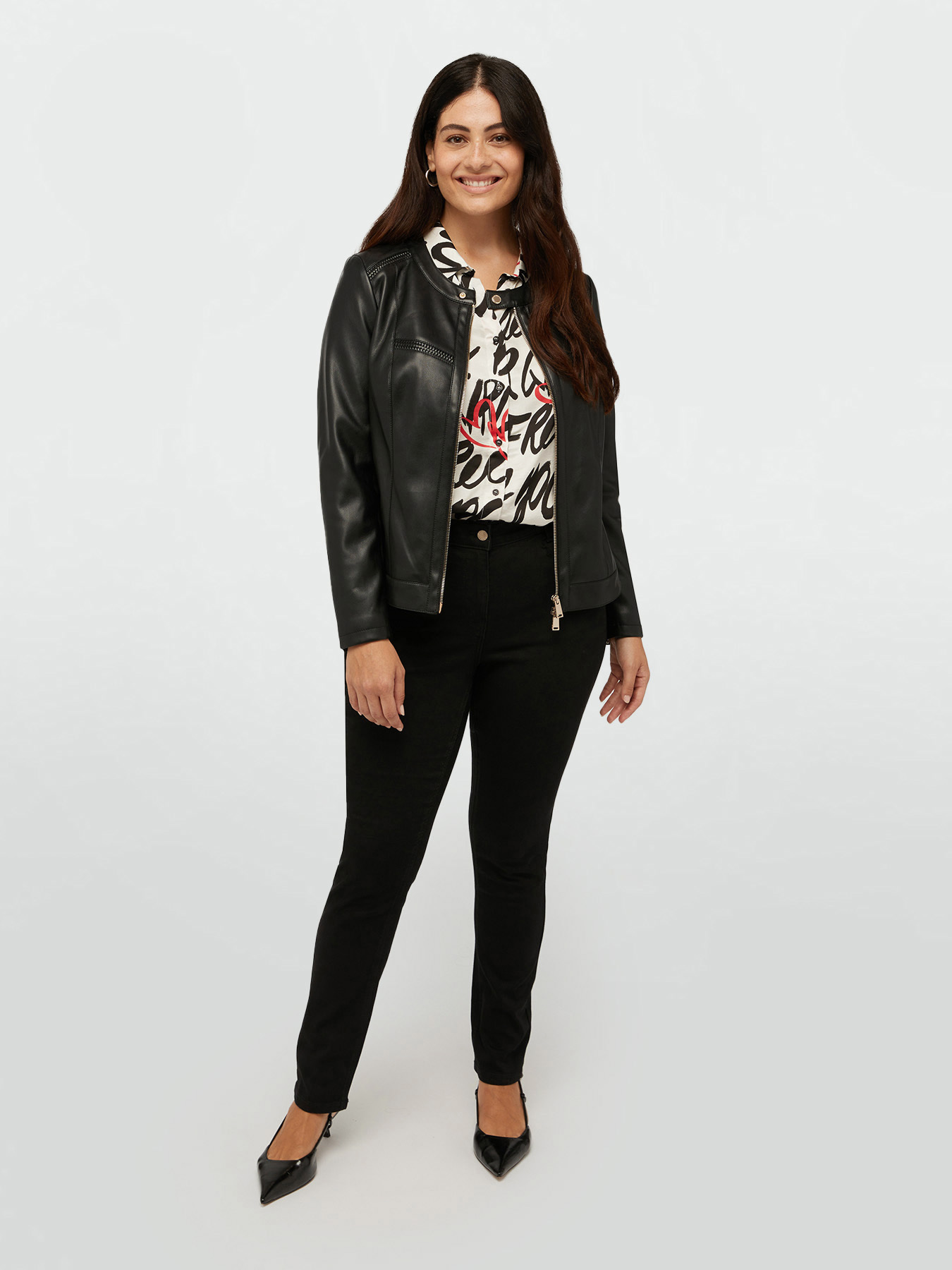 Biker jacket with braided inserts image number 0