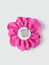 Flower-shaped fabric brooch image number 1