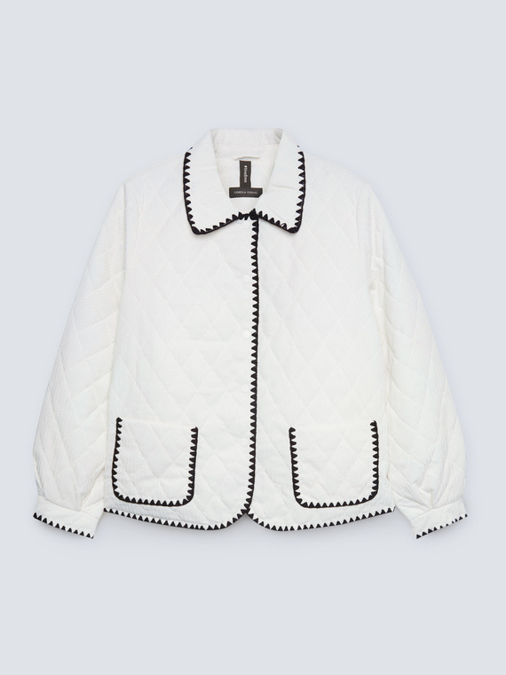 Quilted jacket with embroidered borders