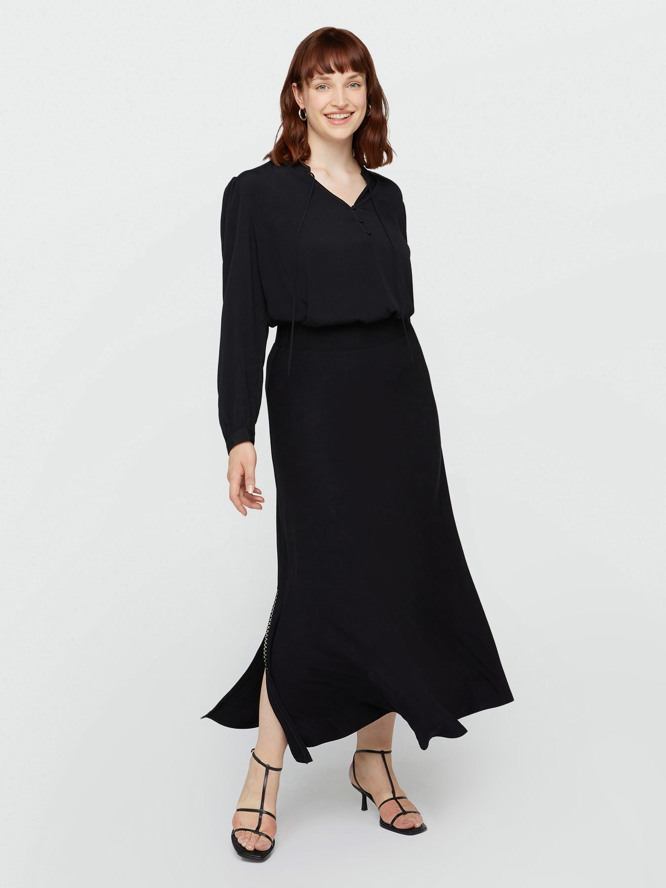 Long crepe jersey skirt image number 0