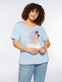 T-Shirt mit Druck und Strass-Steinchen image number 3