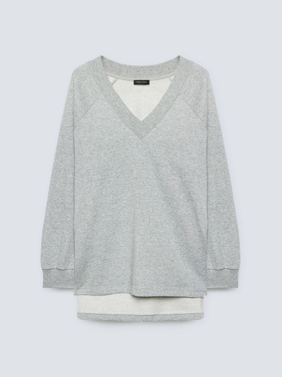 Sweat-shirt en lurex avec col en V