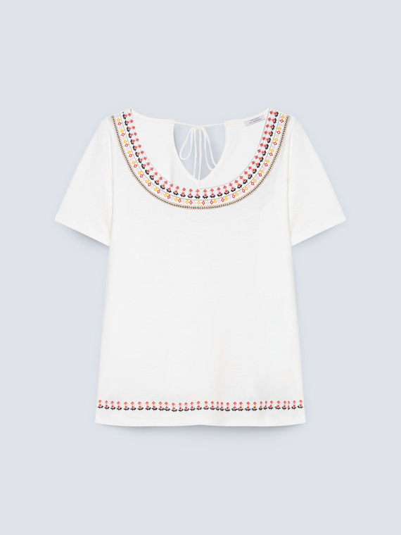 T-shirt with ethnic embroidery