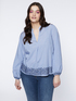 Blusa a righe con ricamo etnico image number 0