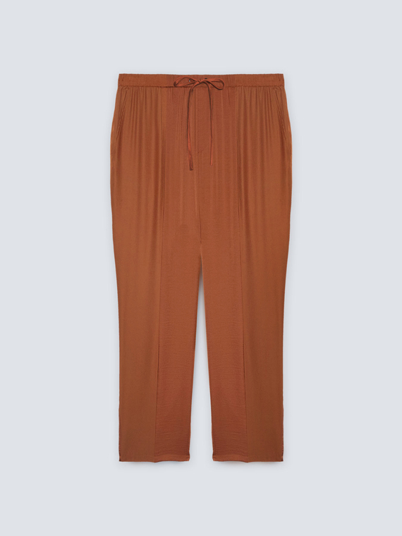 Straight-leg satin trousers