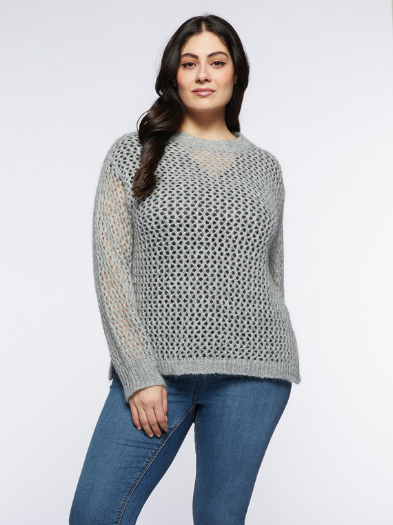 Pullover mit Lochmuster aus Mohairgemisch