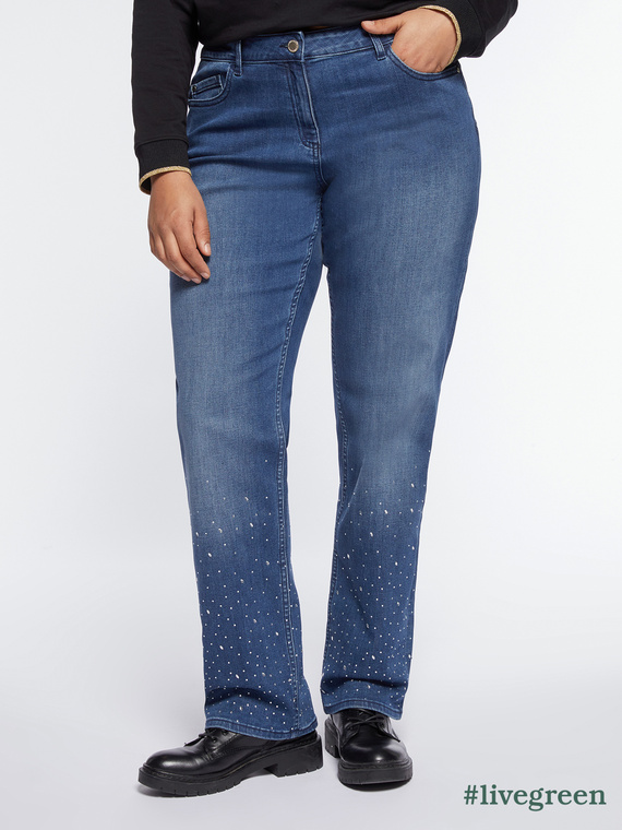 Jeans regular Smeraldo con strass