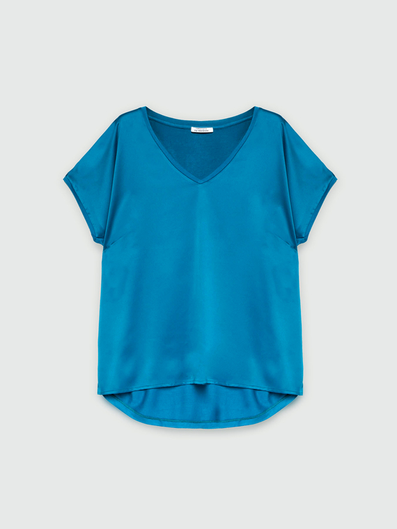 Satin and jersey T-shirt