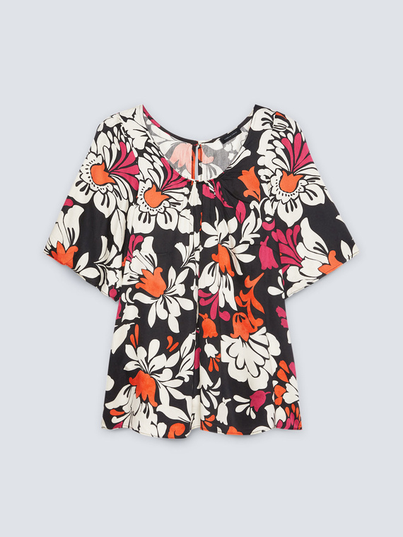 Bluse aus Viskose mit Blumenmuster