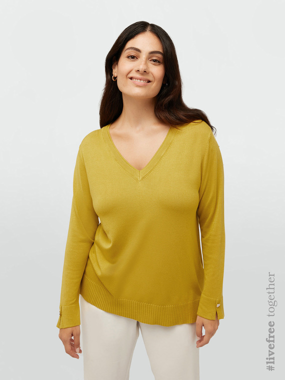 Pullover mit V-Ausschnitt aus Viskose LENZING™ ECOVERO™