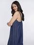 Long flounced light denim dress image number 2