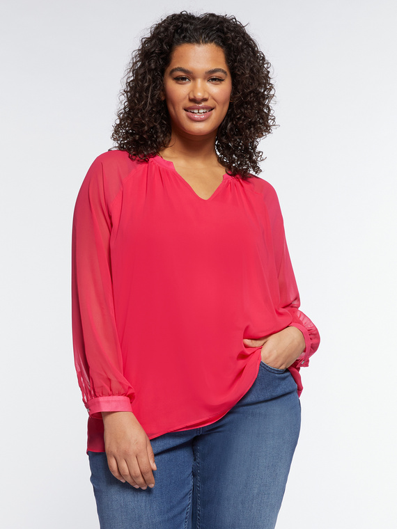 Blouse en deux tissus avec fronces