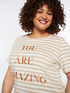 Striped lurex T-shirt with lettering image number 3