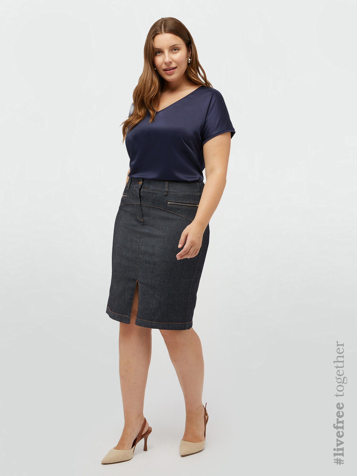 Denim pencil skirt image number 0