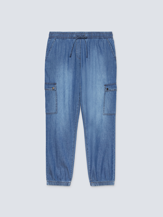 Light denim cargo trousers