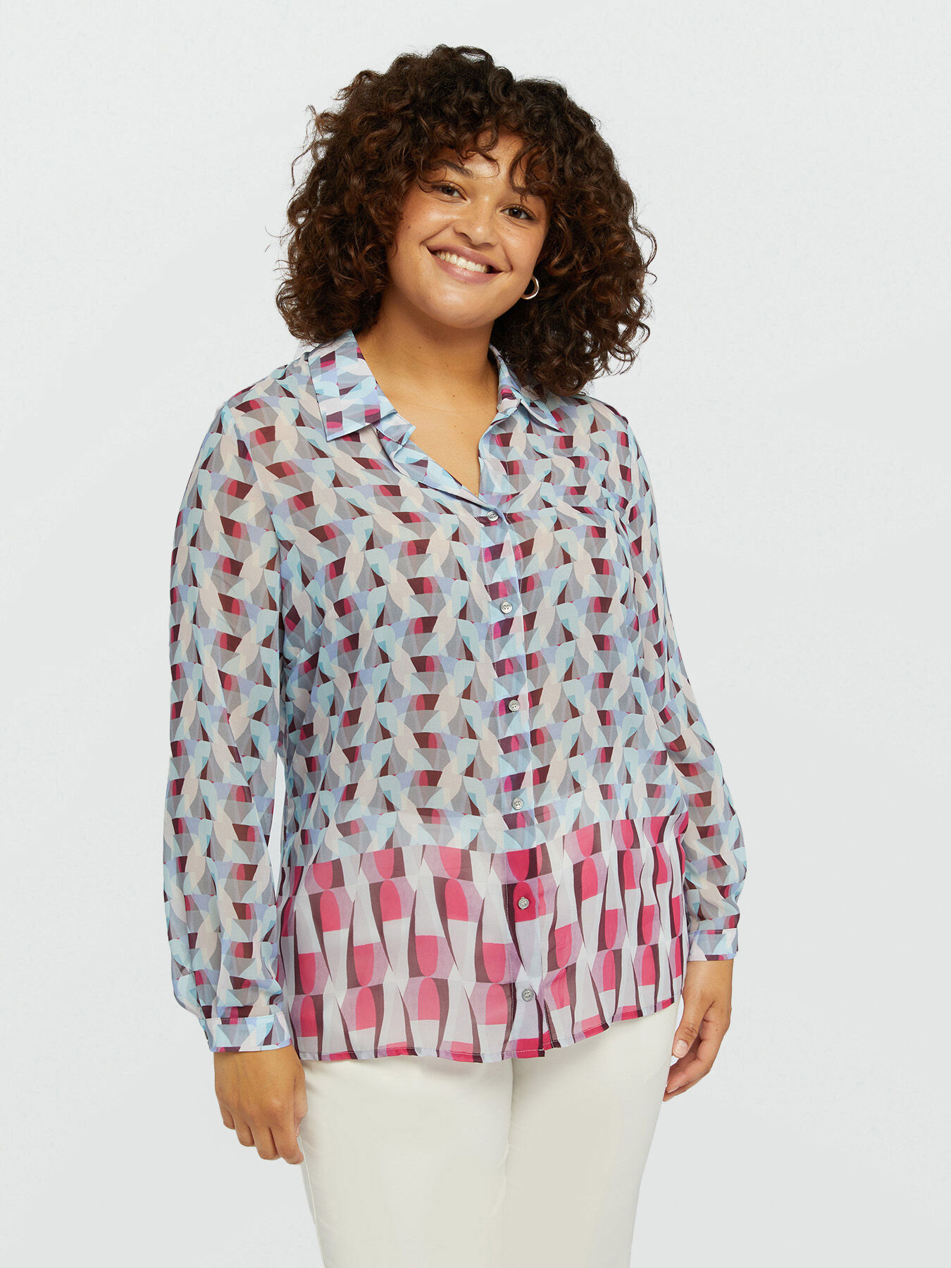 Shirt with geometric print image number 0