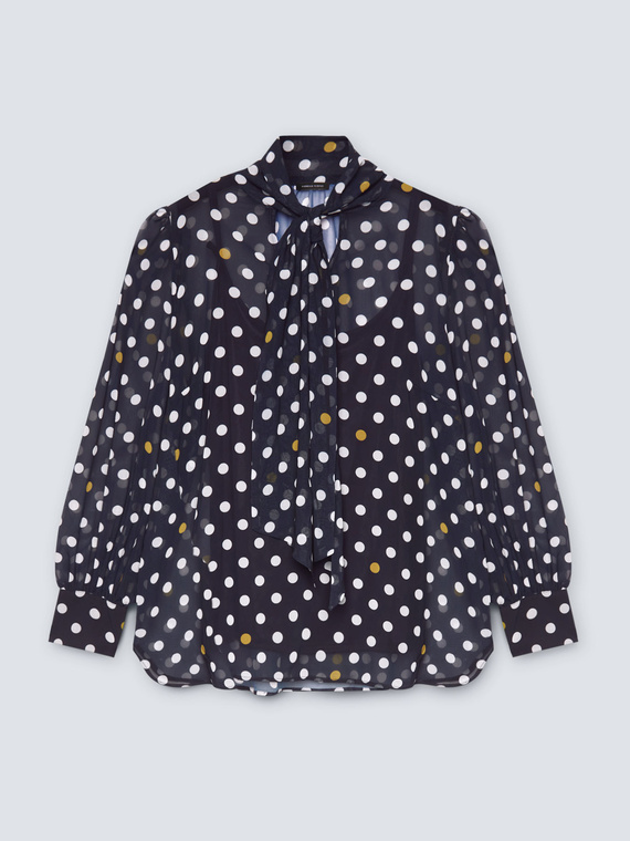 Blouse à pois avec ceinture à nouer