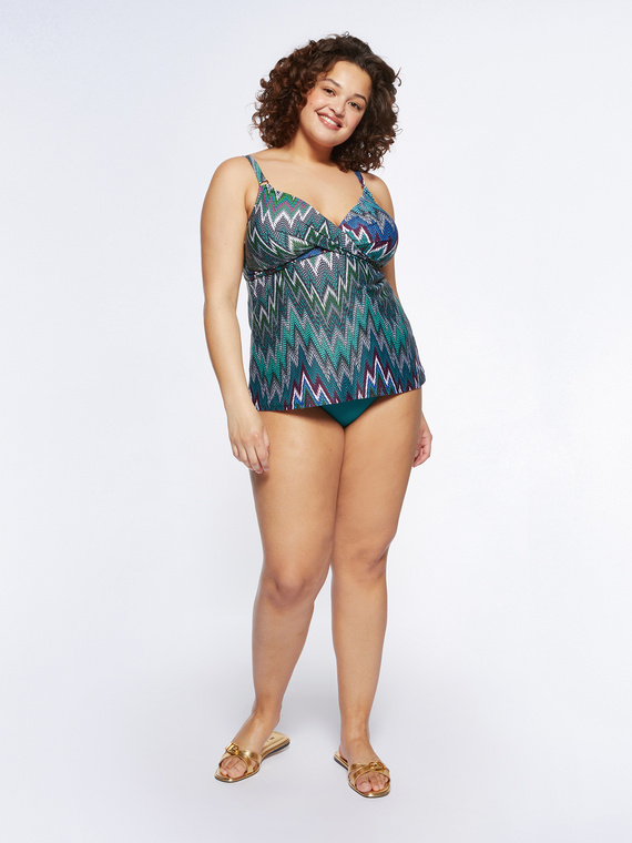 Crossover neckline tankini