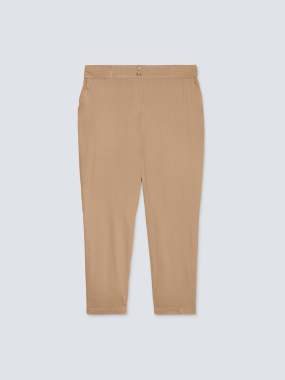 Straight-leg linen and viscose trousers