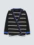 Gestreifter Cardigan mit diagonalem Verschluss image number 4