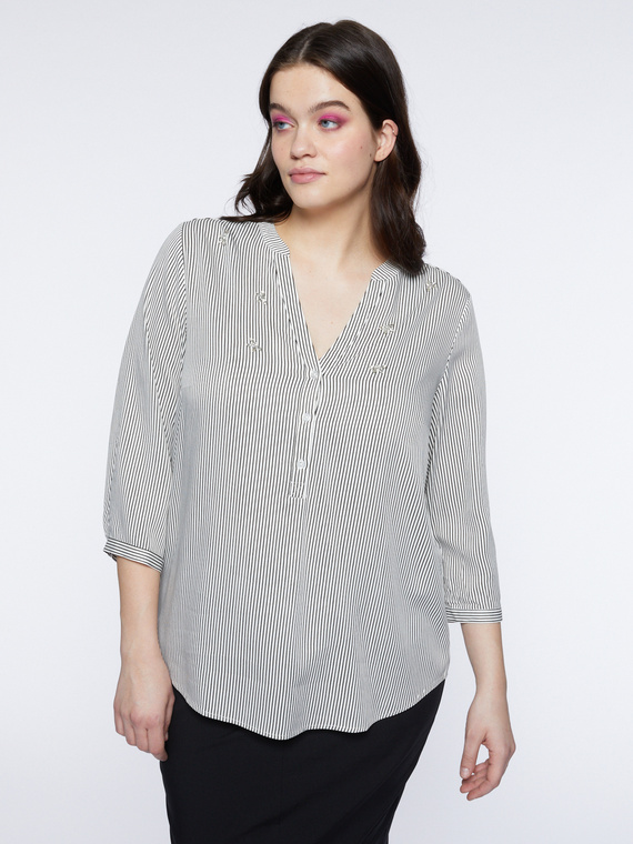 Blouse rayée avec broderie