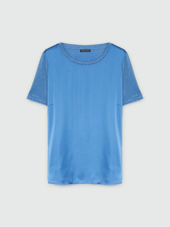 Satin and jersey lurex T-shirt