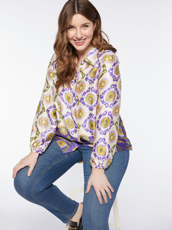 Printed satin shirt