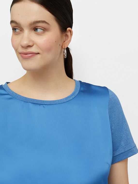 Satin and jersey lurex T-shirt