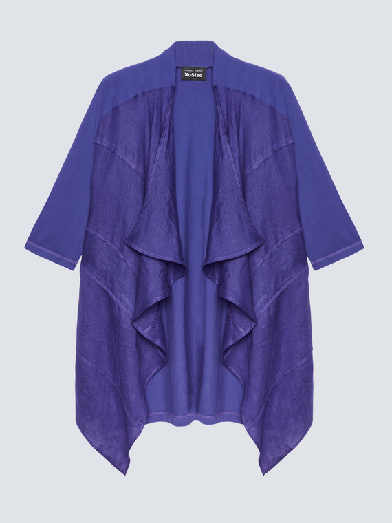 Blusa aperta in lino e cotone