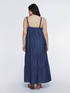 Long flounced light denim dress image number 1