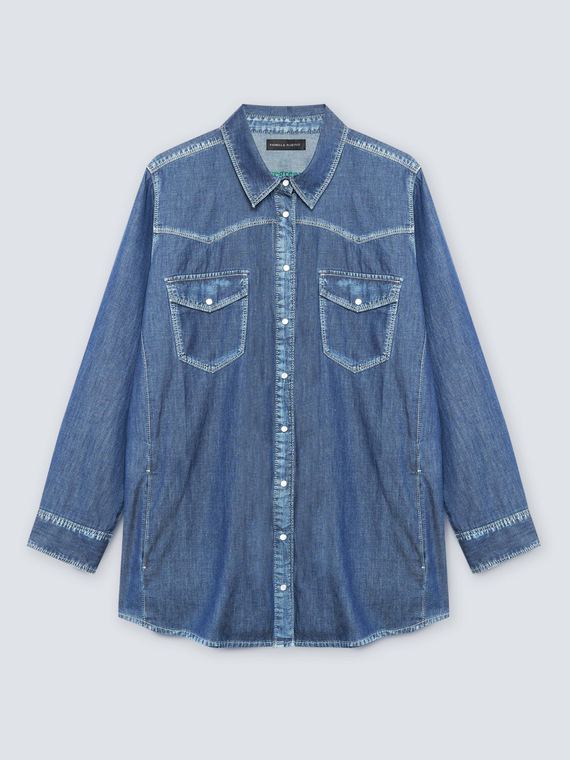 Chemise longue en chambray