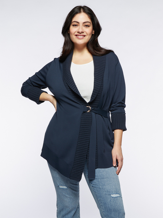 Langer Cardigan mit Schärpe