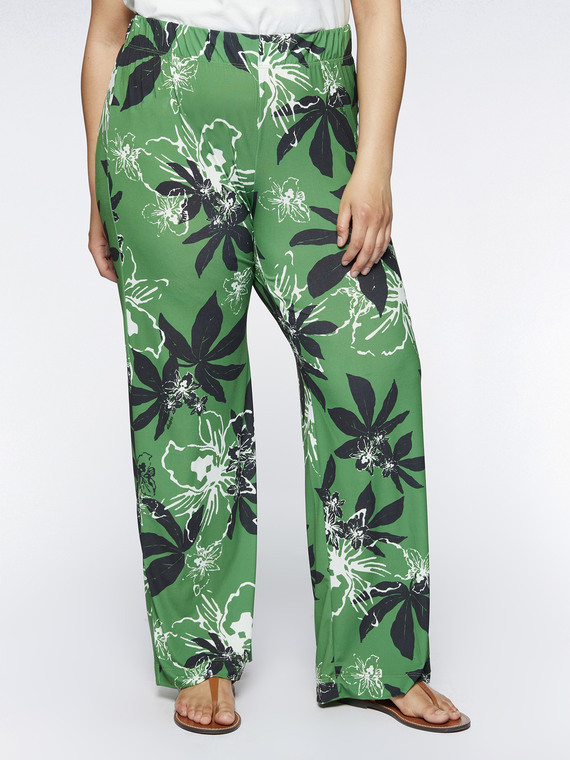 Pantaloni in jersey dalla stampa foliage