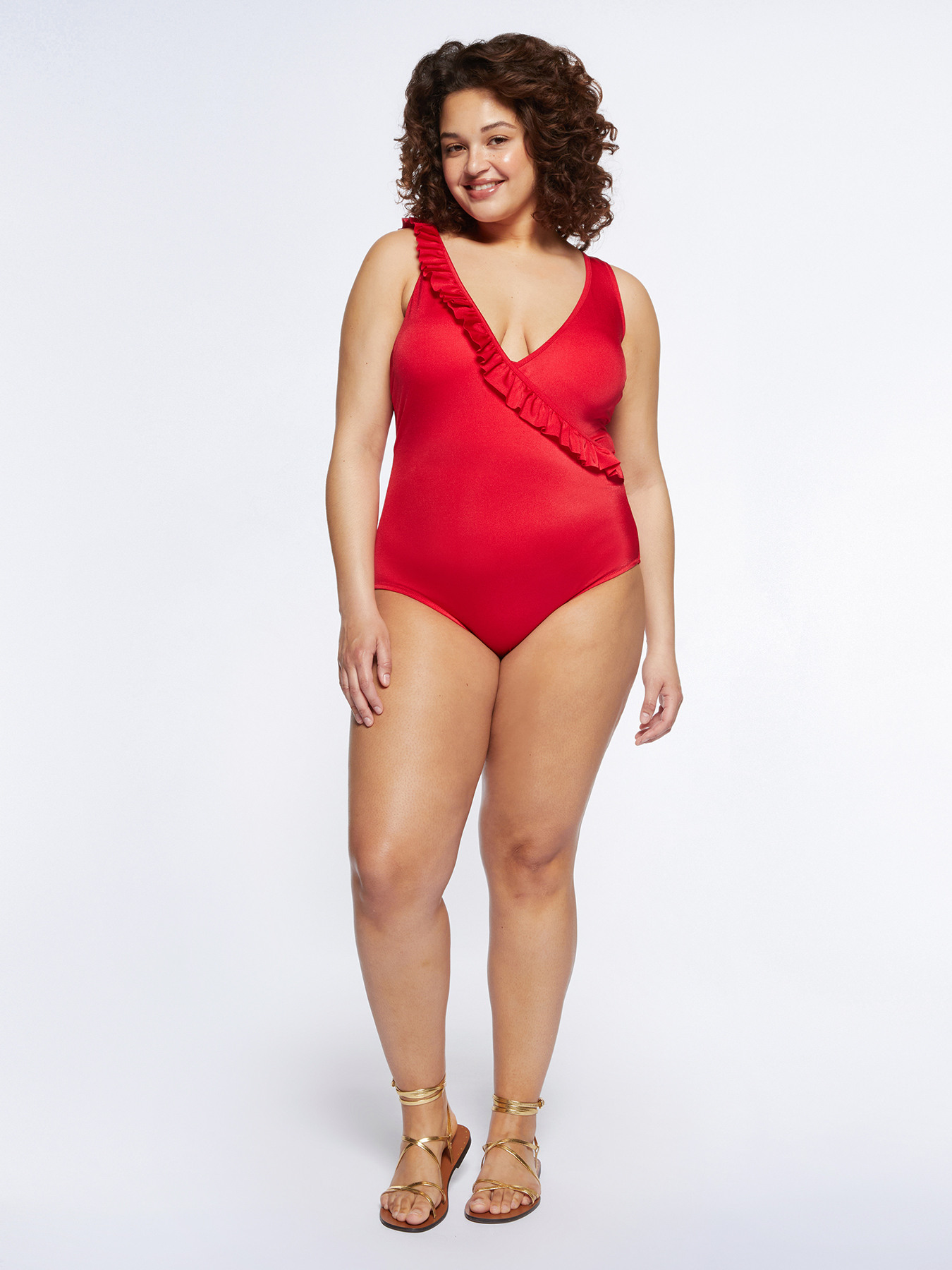 One-piece swimsuit with ruffles image number 0